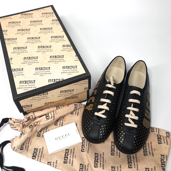 GUCCI Guccy Mens Black Falacer Sneaker Size 10 - Picture 7 of 8